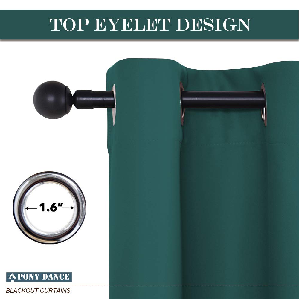 PONY DANCE Tende Oscuranti Tende Natalizie Tenda Termica Isolante Freddo e Caldo Tende Moderne per Soggiorno Tende Salotto con Anelli 2 Pezzi L 140 x A 245 cm, Verde Scuro