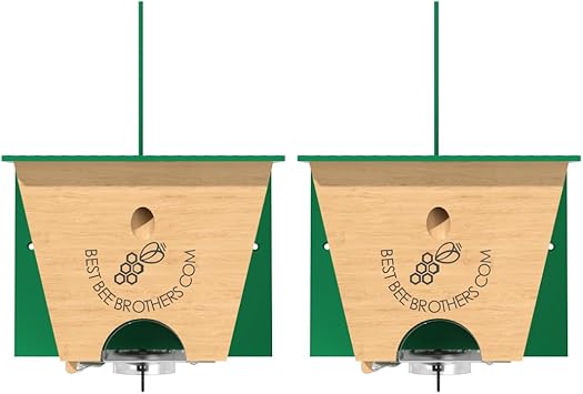 Best Bee Brothers Turbo Trap 2.0, Professional-Grade Carpenter Bee Trap for Outside with Bee Vault, Large Viewport & Spring-Loaded Door, 4.1 W x 4.8 H x 5.9 D 2 Pack