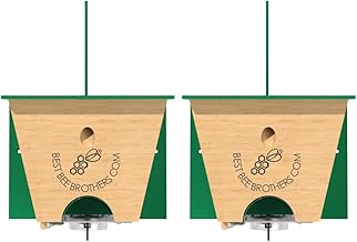 Best Bee Brothers Turbo Trap 2.0, Professional-Grade Carpenter Bee Trap for Outside with Bee Vault, Large Viewport & Spring-Loaded Door, 4.1” W x 4.8” H x 5.9” D (2 Pack)
