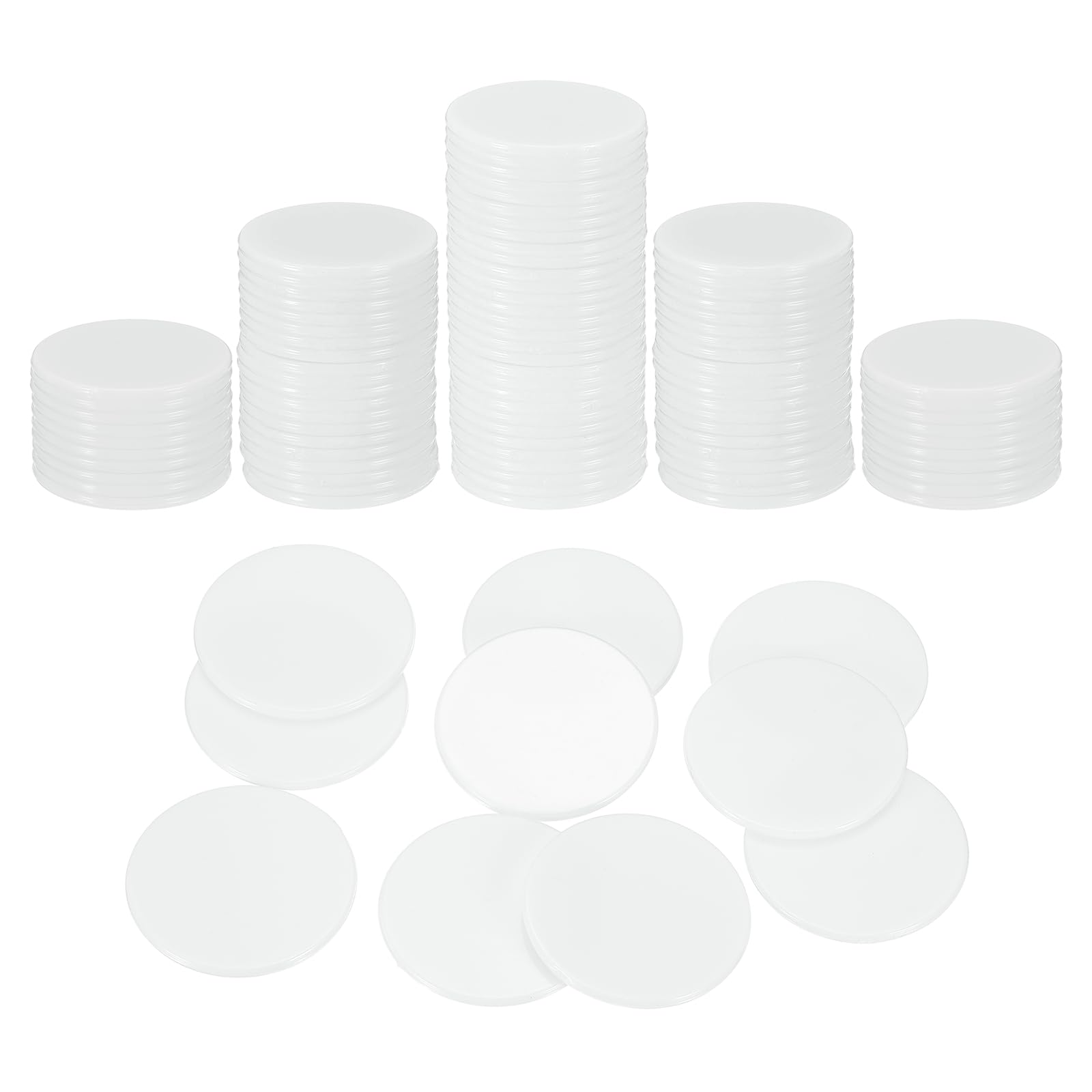 sourcing map 120Pcs 1.2 Inch Poker Chips, Plastic Bingo Chips Learning Counters Counting Counters Disks Markers Opaque Game Tokens for Game Play Math Counting, White, Flat