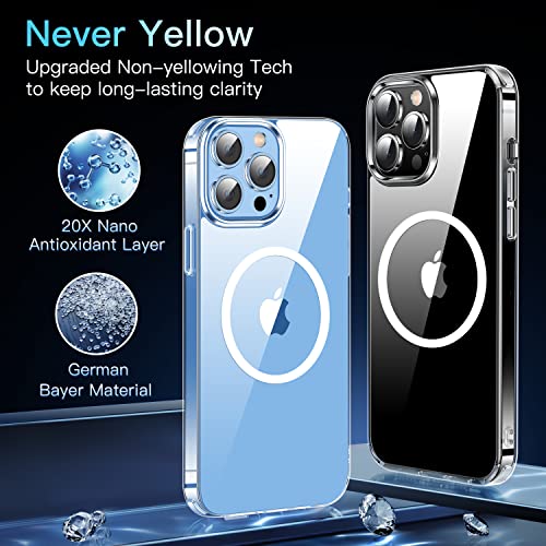 Casekoo Magnetic Case For Iphone 13 Pro Max Phone Case Clear Compatible With Magsafe Not Yellow Protection Shockproof Phone Case Slim Thin Cover For Women Men 6.7 Inch-Clear #TOP6
