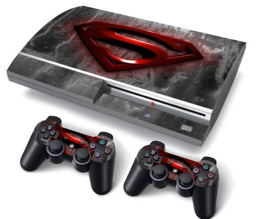 Funky Planet PS3 Oryginal Playstation Pegatinas de PVC para la Consola + 2 Controladores Decal Protector Arte (Red Superman)