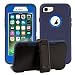 iPhone 7 / iPhone 8 Cover | 2-in-1 Screen Protector & Holster Case | Full Body Military Grade Edge-to-Edge Protection with carrying belt clip | Drop Proof Shockproof Dustproof | Navy Blue / Blue