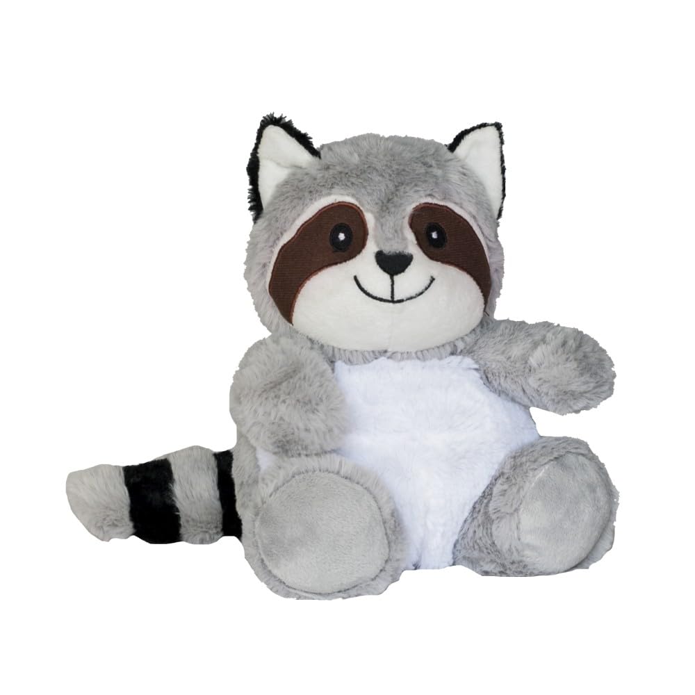 Pelucho - Peluche Bouillotte Déhoussable - Bien-​Être, Chaleur et Douceur - Micro-​Ondable - Grains de Blé et Fleurs de Lavande - Fabriquée en France - Raton laveur