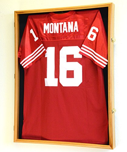 XL Football Jersey Frame Display Case Cabinet Shadow Box w/98% UV Protection -Oak Finished