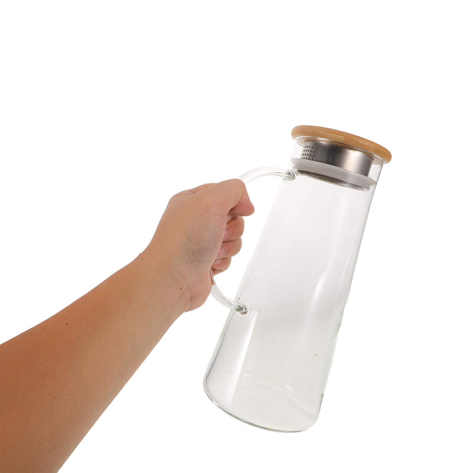 Outanaya Jarra de Vidrio de Borosilicato para Jugo y Agua Fría con Tapa y Gran Capacidad, Resistente y Fácil de Verter para Uso Doméstico