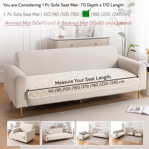 Image of HOKIPO 'Velvet Maze' Premium Anti Slip Sofa Cover Mats for L Shape and 1 /2 /3 Seater Sofa. Make Your Own Sofa Cover Set, 70(D) x 170(L) cm, Beige (AR-5907-BGE)