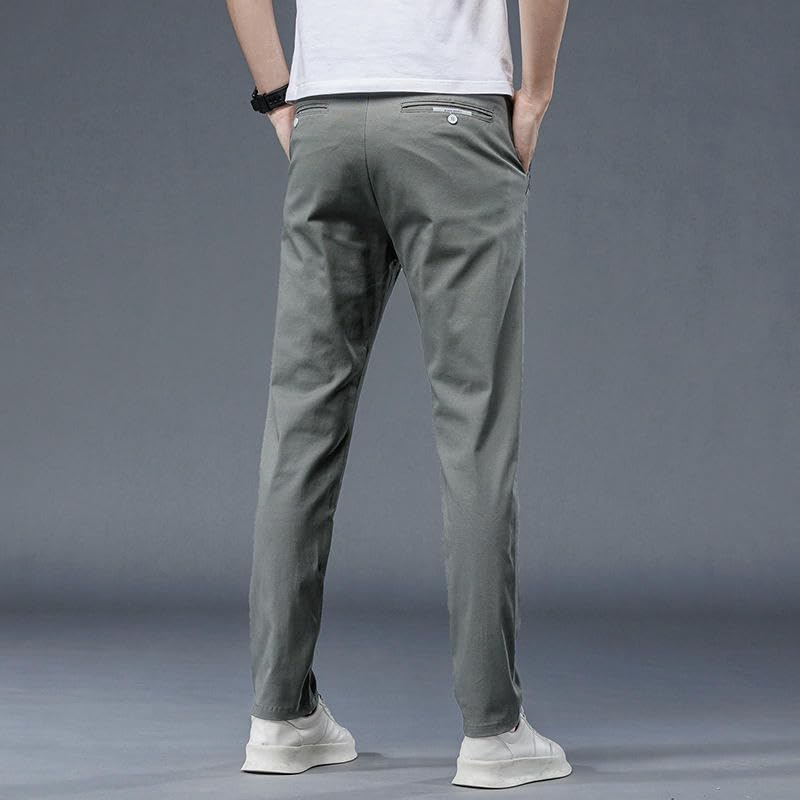 Men's Spring Summer Simple Slim Straight Elastic Trendy Breathable Casual Pants4