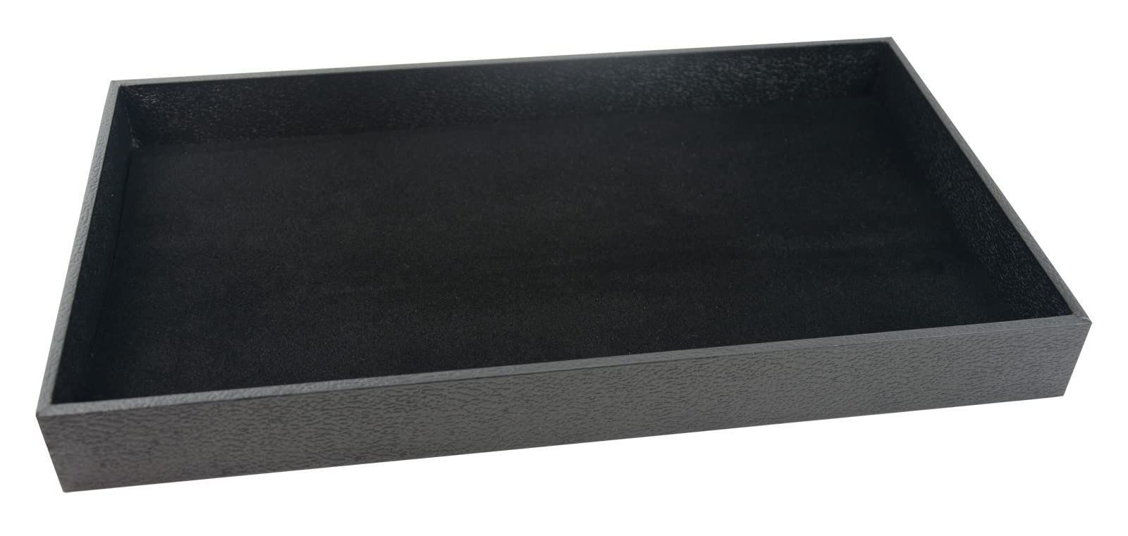 Box Displays Grey 38Mm Deep Wooden Presentation Display Tray With Velvet Flocked Foam Tray Liner To Display Jewellery Glasses Watches (Tray With Black Flocked Liner)