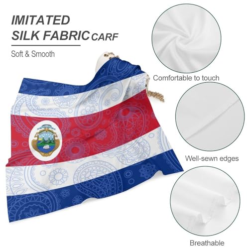 Costa Rica Paisley Flag Fashion Square Neck Scarf Head Kerchief Hair Bandana Headscarf for Women4