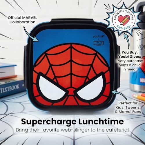 Image of Yoobi x Marvel Spider-Man Bento Box & Ice Pack, 3-Compartment, Leakproof