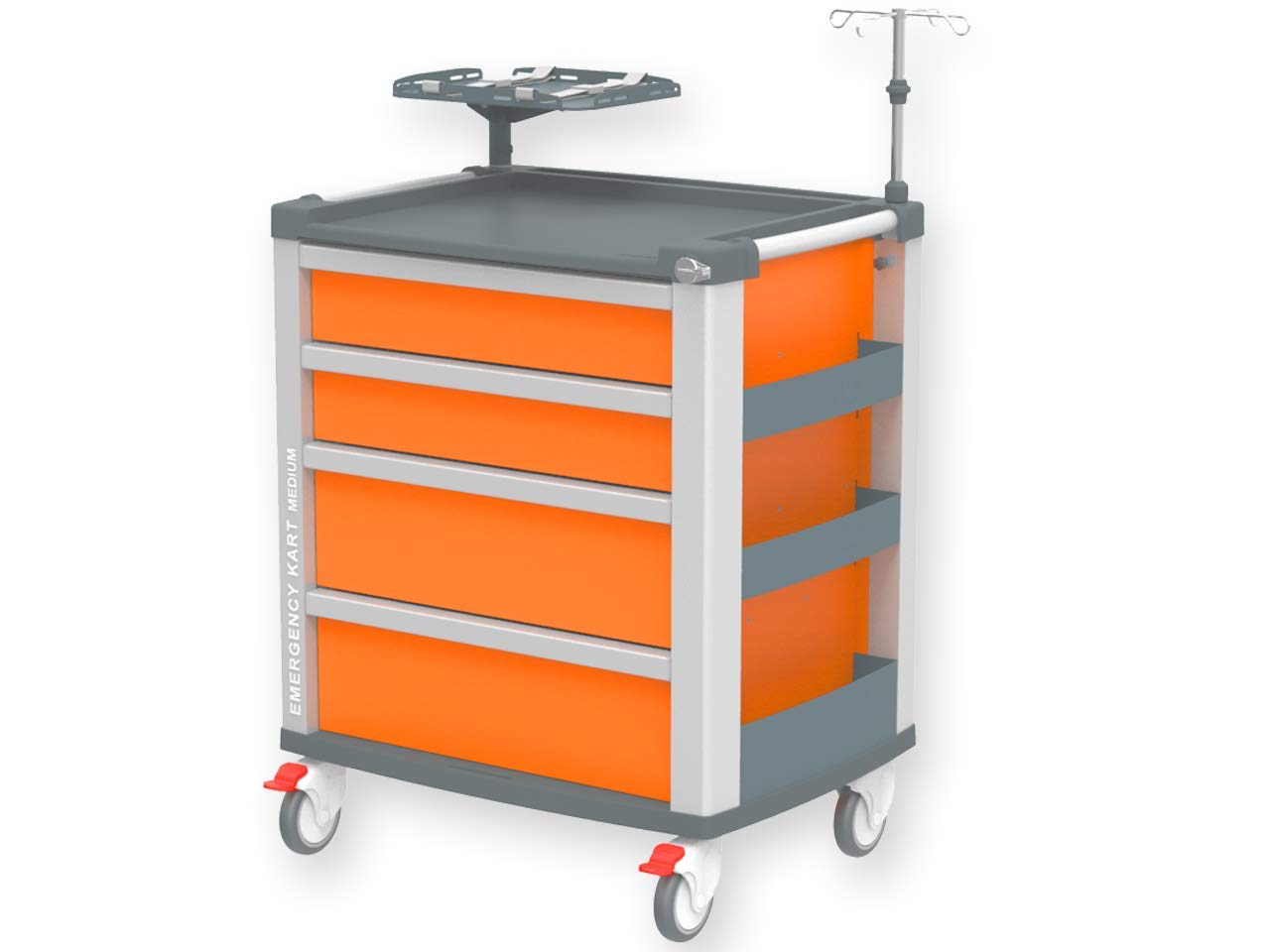 GIMA - Compact medium kart emergenza, in alluminio, con 4 cassetti, arancione, 804x616xh975 mm, 45668
