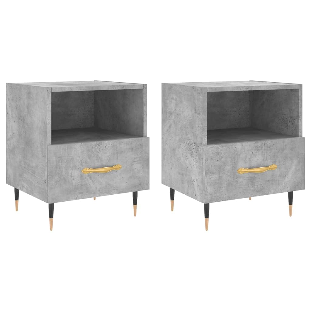Table de chevet gris béton gain de place pour optimiser le rangement de lit