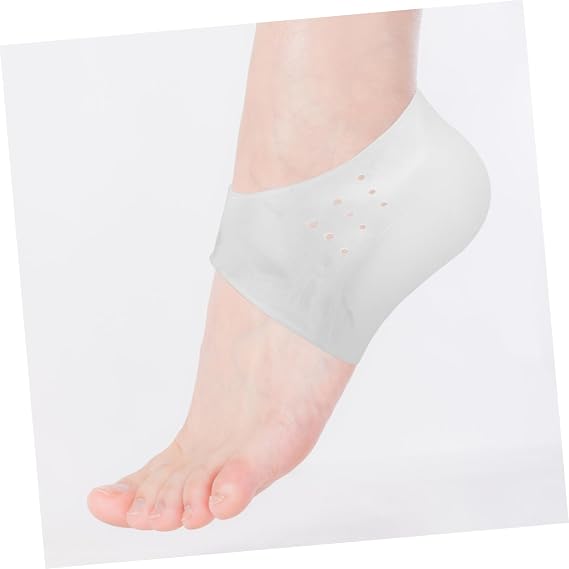 Silicone Heel Lift Inserts Height Booster Insoles for Men, Washable Comfortable Lightweight Silicone Heel Cushion Pads Invisible Height Increase Socks White