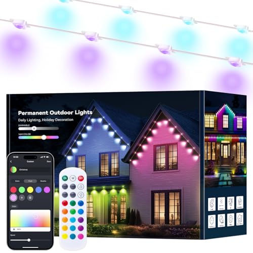 Smart 100FT Permanent Outdoor Lights, RGB LED Lights Outside with App Control - DIY Colors Scene...