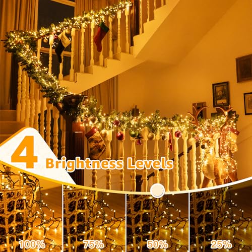 Ollny Cluster Christmas Lights 1000LED 49FT, Warm White Tree Lights 8 Modes Timer Remote, Waterproof String for Outdoor Indoor Outside Garland Xmas Decorations — view 5
