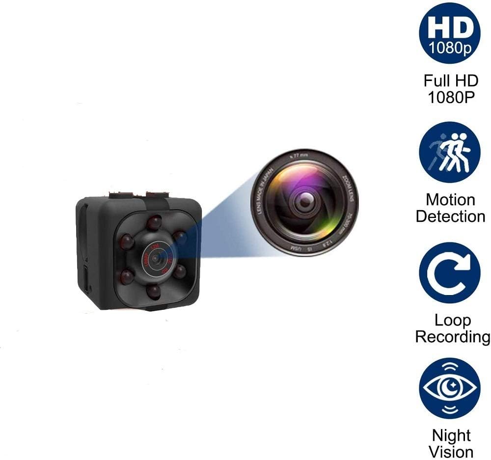 Mini Spy Camera 1080P Hidden Camera, Small Spy Camera with Audio and Video Recording, Surveillance Camera Nanny Camera Spy Cam Night Vision & Motion Detection for Security Outdoor Indoor