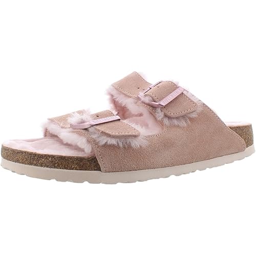 Birkenstock Women's Arizona Shearling Sandals, Light Rose/Light Rose, Pink, 8 Narrow US