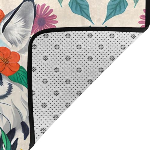 Tapis de sol en flanelle absorbant l'eau tigre blanc doux et durable 91,4x61