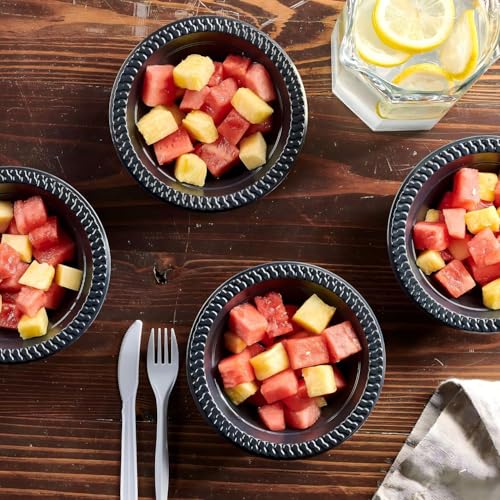 BLUESKY Cuisine Black Plastic Bowls - 12oz. (Pack of 100) - Durable & Microwave Safe Material - Perfect for Parties, Weddings, and Everyday Use - Image 4