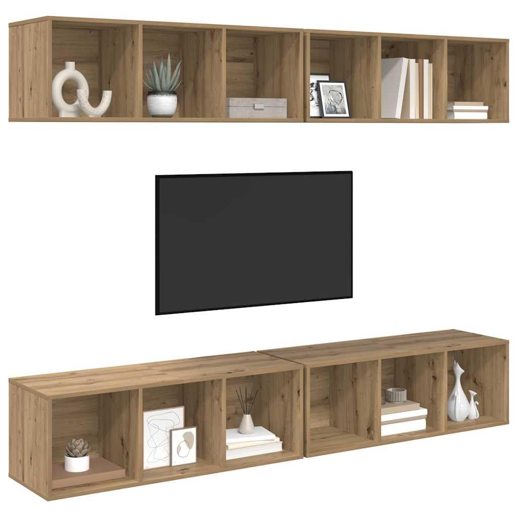 Set di 4 mobili per TV montati a parete, in rovere Artisan, 37 x