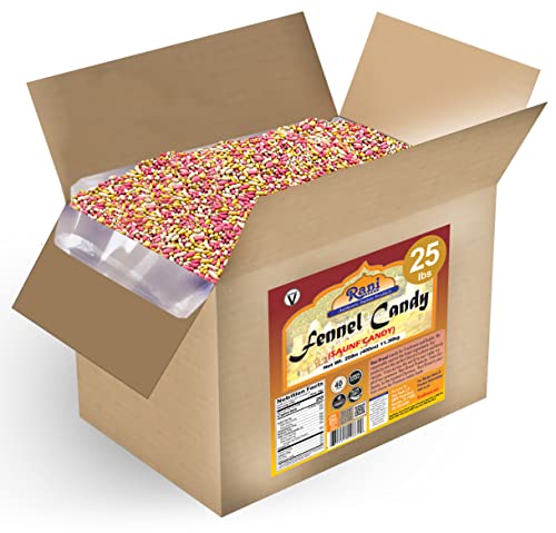 Rani Sugar Coated Fennel Candy 25lbs (11.36kg) 400 Ounce ~ Bulk Box ~ Indian After Meal Digestive Treat | Vegan | Gluten Friendly | NON-GMO | Indian Origin