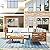 Ziraukon Patio Conversation Set with Coffee Table and Soft Cushions, Outdoor Acacia Wood Sofa Set, Wood Structure Furniture Sectional Sofa Set, Patio Sectional Seating Group, Water-Resistant, Beige