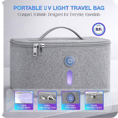 Image of Brookstone UV Light Bag, Portable Sterilizing Bag for Everyday Items, Including Smart Phones, Masks and Small Gadgets, Quick Sterilization