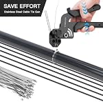 Stainless Steel Cable Tie Gun with 100 Pcs 11.8 inch Metal Zip Ties Tool, Heavy Duty Self-locking Cable Tie Gun Kit for Fastening and Cutting Fence Exhaust Pipe Outdoor