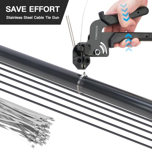 TOMSHUB Metal Zip Tie Tool Kit, 100pcs 11.8 Inch Stainless Steel Zip Ties by TOMSHUB - Image 2