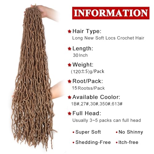 Xtrend 7 Packs Nu Faux Locs Crochet Braids 30 Inch Most Natural Soft Faux Locs Crochet Braid Hair Synthetic Hair African Roots Hair Extensions 27# - Image 2