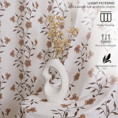 Image of HOMEMONDE Cotton Curtains 9 Feet Long - Transparent Printed Floral Light Filtering Sheer Long Door Curtain, Rod Pocket Top Style 1 Piece - (Velora Vines, 108 Inch)