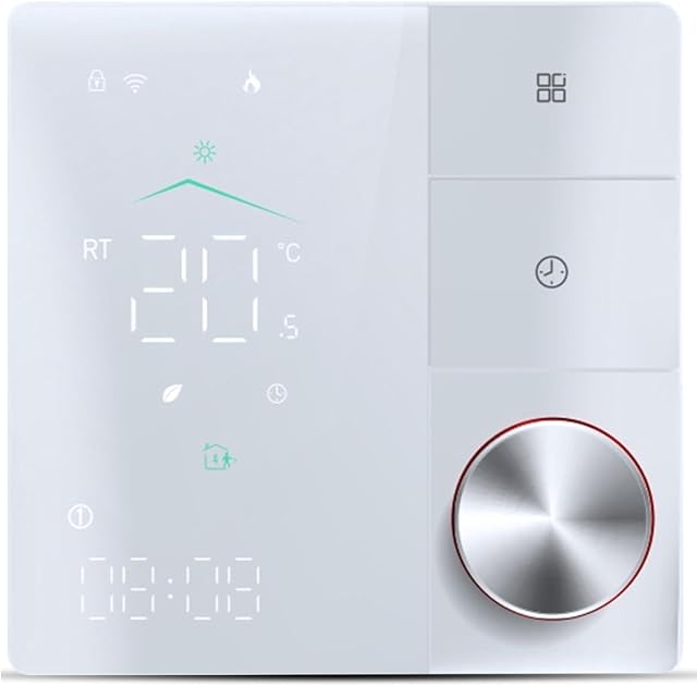 Zerodis Smart Thermostat for Floor Heating Thermostat Wireless Internet AI Smart Learning APP Control Programmable with LED Touch (White)