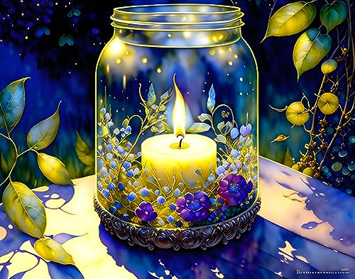 Affiche sur toile SERENDIPITP 58x90 cm peinture aux chandelles pour deco de jardin