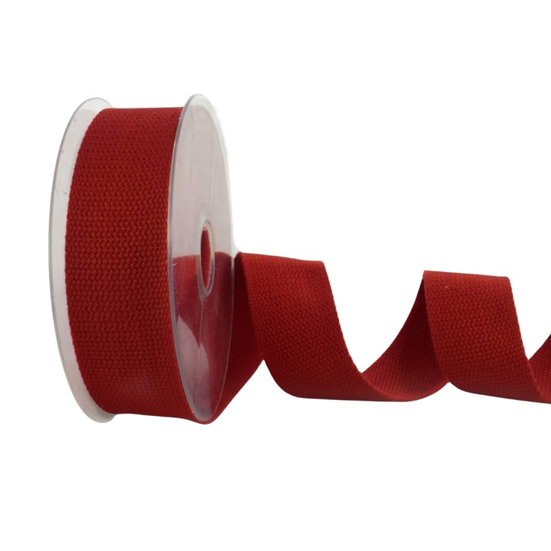 Trimz Cotton Webbing – Dark Red – 25mm x 10m