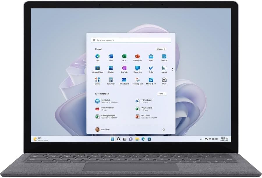 Microsoft Surface Laptop 5 13.5" Touchscreen Notebook - 2256 x 1504 - Intel Core i5 12th Gen i5-1245U - Intel Evo Platform - 8 GB Total RAM - 256 GB SSD - Platinum - TAA Compliant