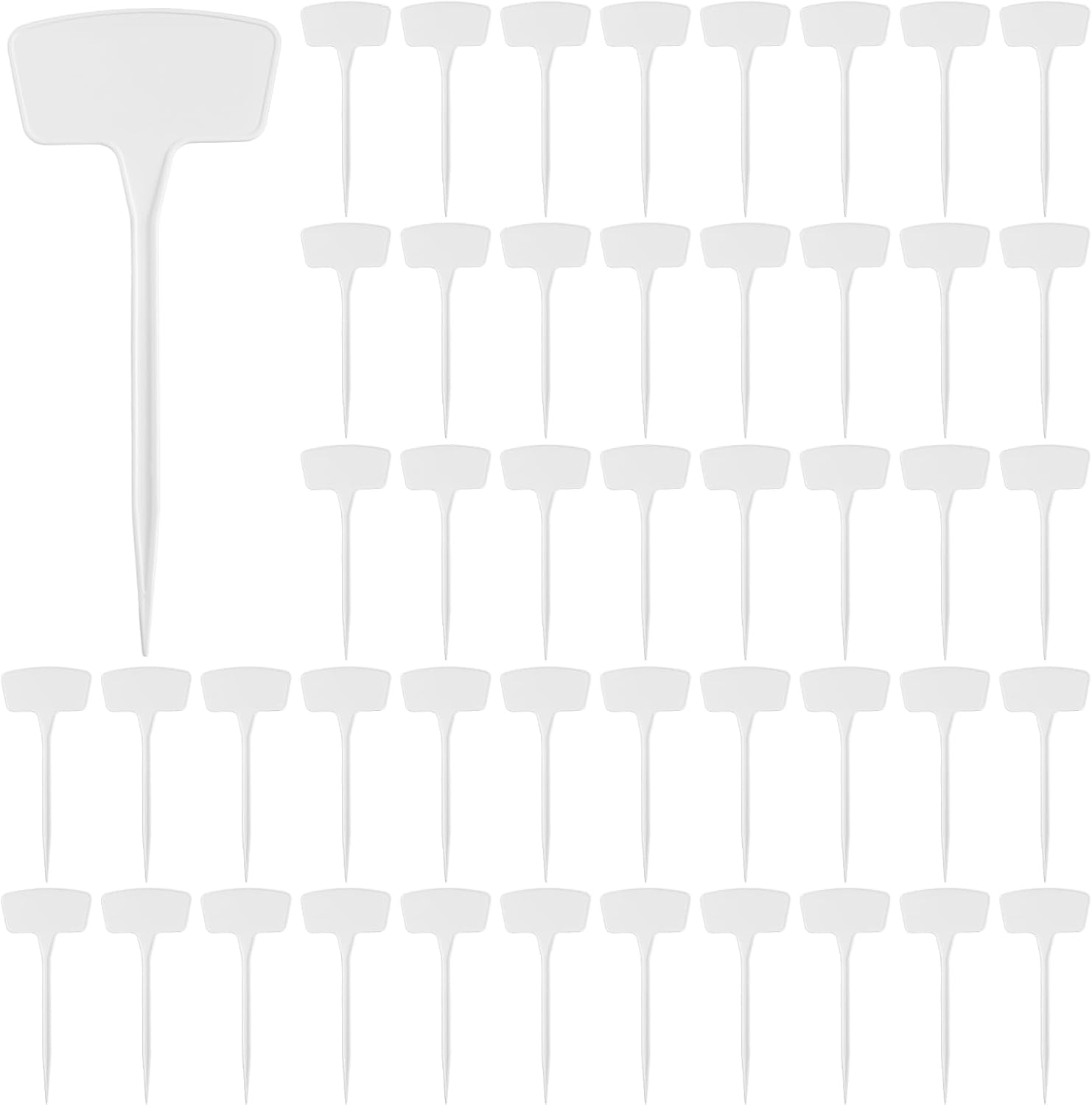 60 Pcs Plastic Plant Markers, 6 Inch Waterproof T-Shape Garden Labels, White, Reusable for Effective Plant Identification and Organization
