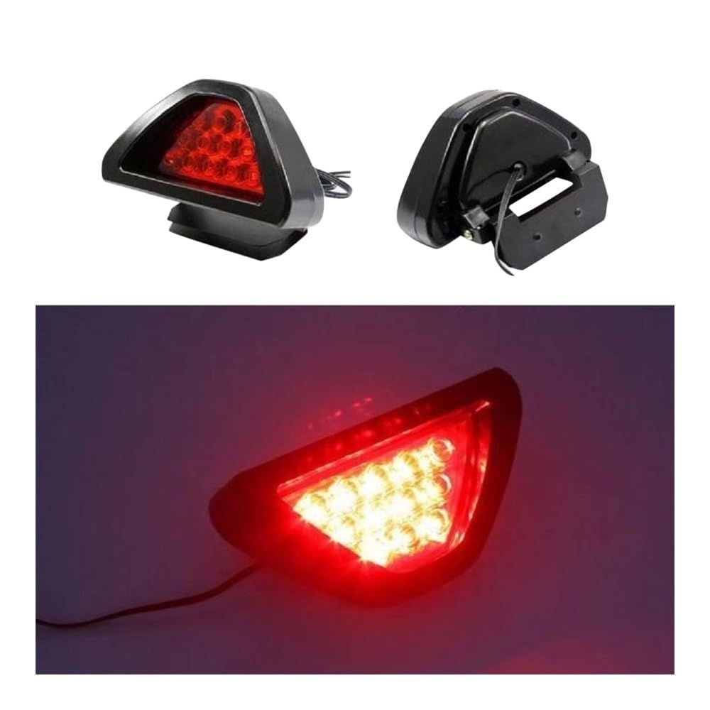 Moto Feu arrière Feu Antibrouillard Arrière LED Triangulaire Universel pour Moto, Feu Stroboscopique D'avertissement F1