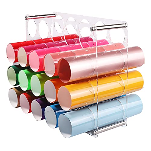 Vinyl Roll Holder Vinyl Storage Organize 20-Holes Vinyl Storage Rack for Craft Room Vinyl Roll Storage (14" x 11.5", Aperture 2.36")