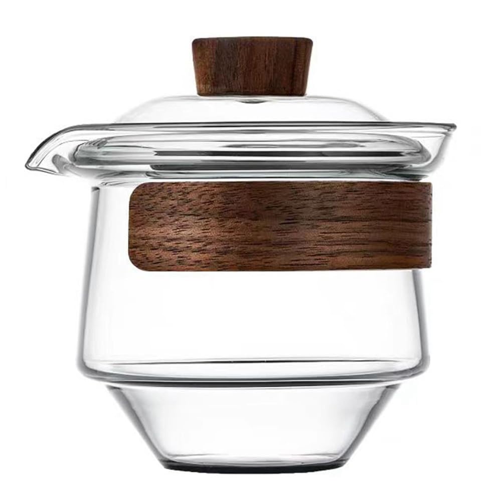 CTRLZS Wooden Heat Insulation Cover Included High Silicon Glass Cup 200ML Travel Teaware Set Chinese Tea Bowl Tureen