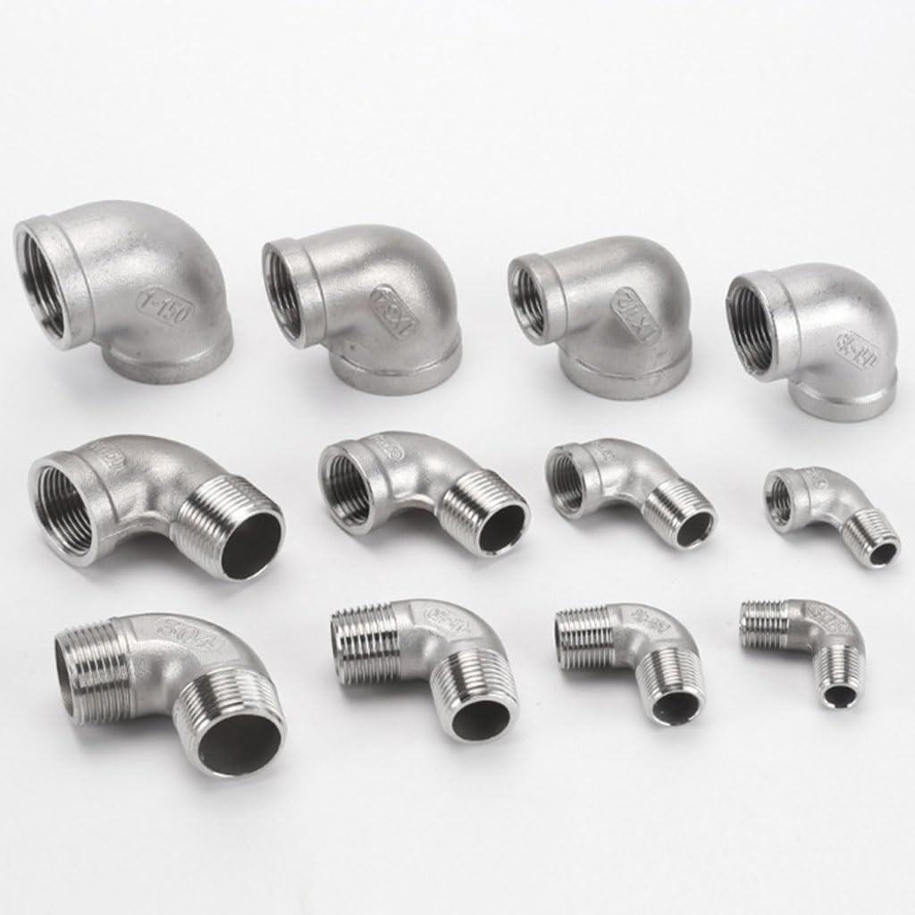 racor codo, 1 Uds 304 codo roscado macho/hembra de acero inoxidable, 1/8 "1/4" 3/8 "1/2" 3/4 "1" conector acodado de 90 grados accesorio de tubería(3/4" Female Elbow)