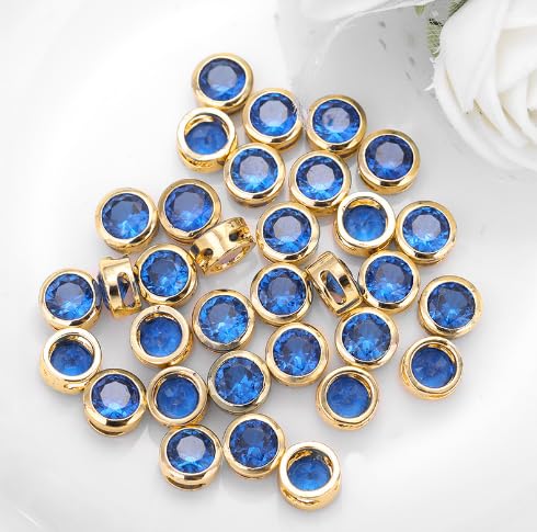 Image of Pack of 12 Buttons Diameter 25 mm,(1 inch) 4 Holed for Sewing and Art and Craft Round Buttons with 4 Holes| (Blue Kundan Stone)