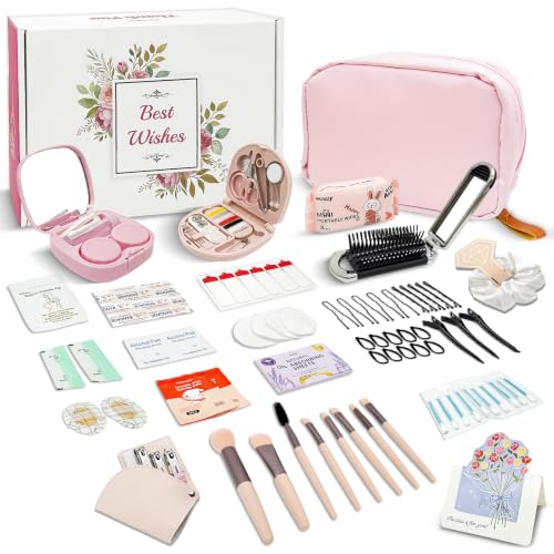 Bridal Emergency Kit for Wedding Day 60+ Pcs Wedding Essentials Survival Set for Team Bride with Cosmetic Bag & Travel Must-Haves Honeymoon Daily Commute