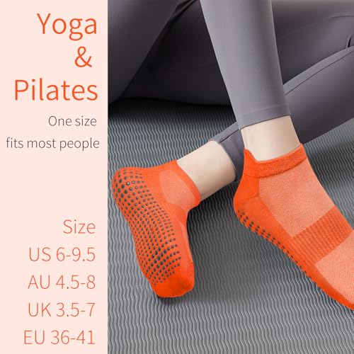 4 Pairs Yoga Socks for Women Non Slip Grip Pilates Socks Women with Anti Skid,Breathable and Stretchy Feature for Barre4