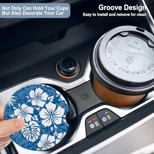 Portavasos para carro cerámico azul Hawaii 2 piezas miniatura 3