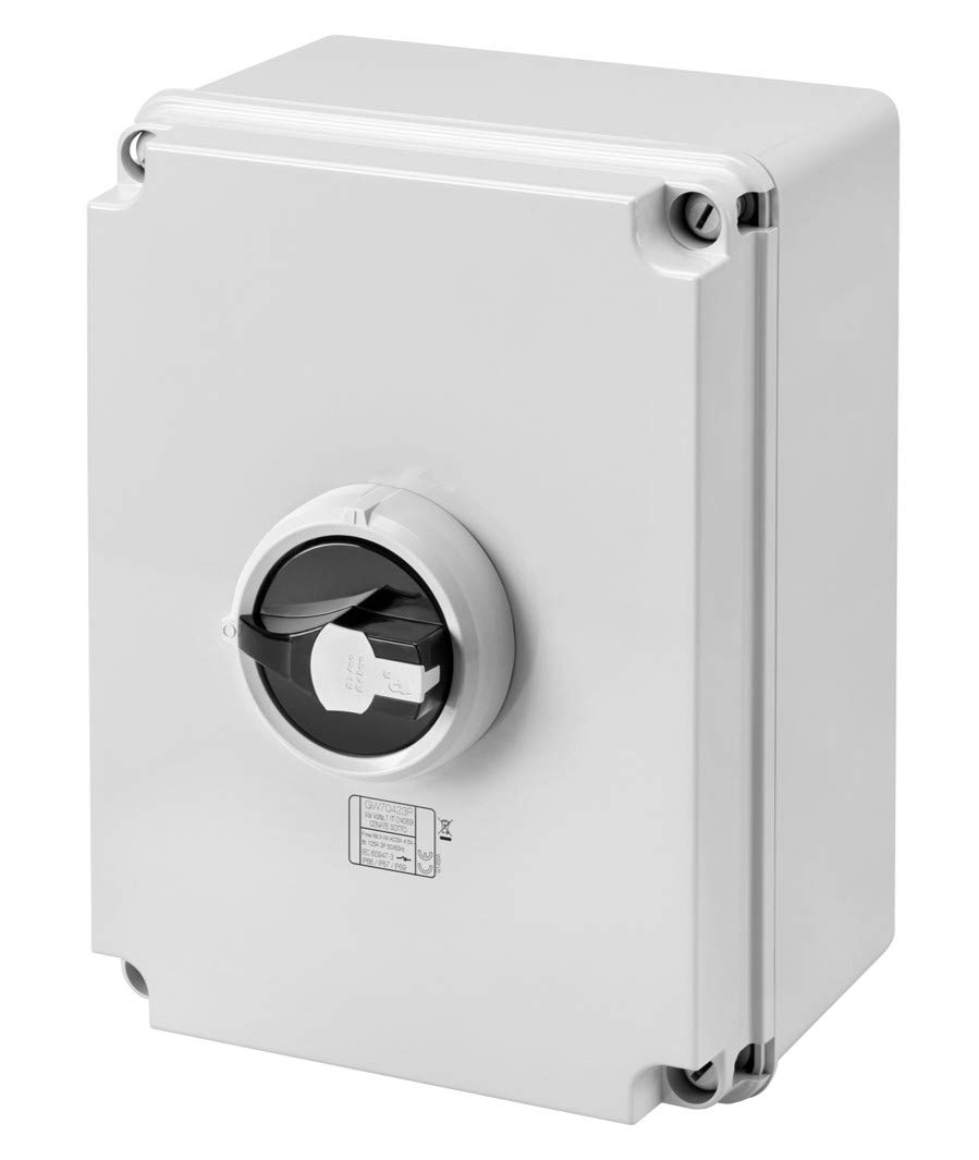 GEWISS GW70424P ISOLATEUR - HP - COMMAND - BOÎTE DE MATÉRIAUX ISOLANTS - 125A 4P - BOUTON NOIR VERROUILLABLE - IP66/67/69