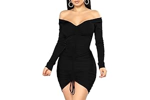 XXTAXN Women's Sexy Long Sleeve Off-Shoulder Ruffle Dress