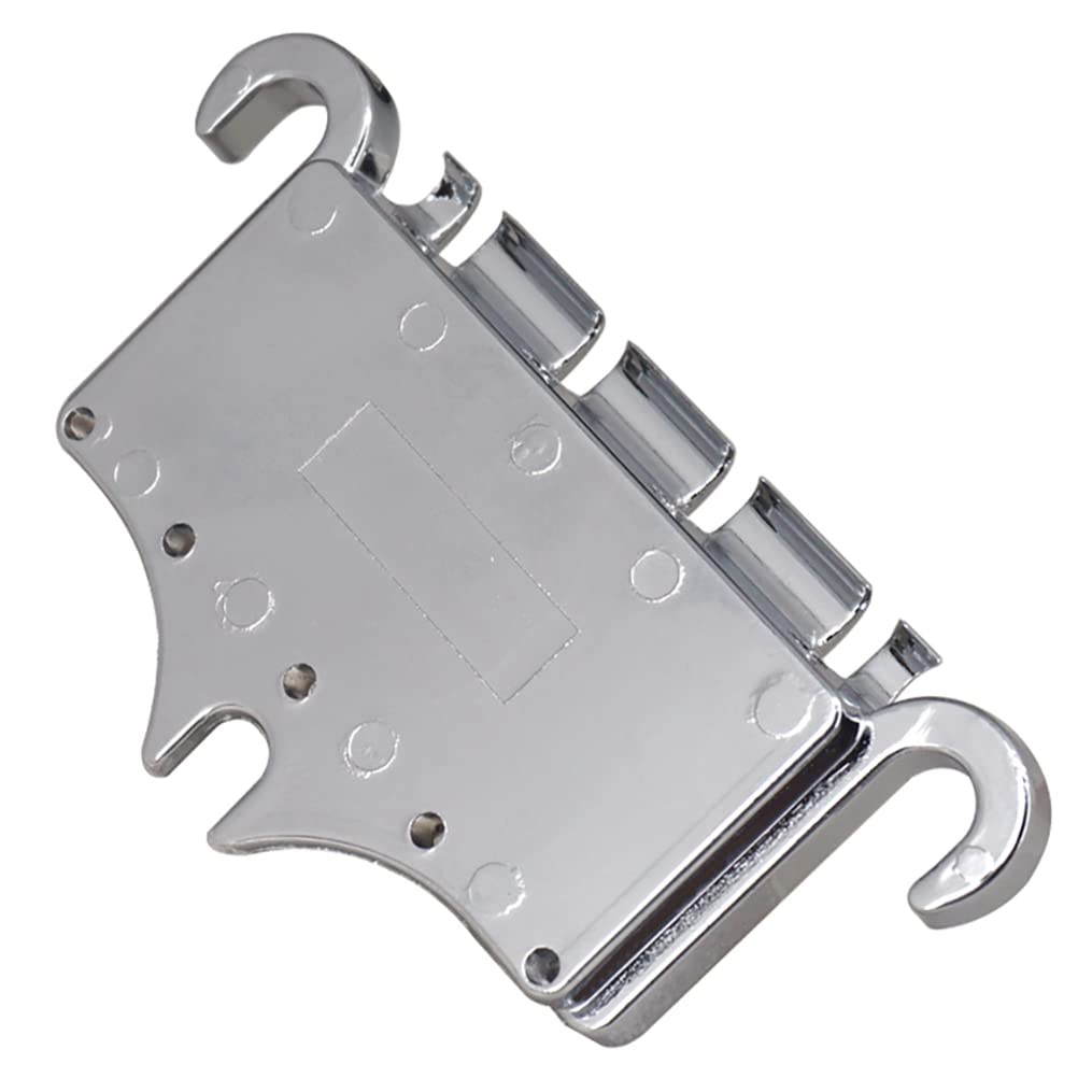 Hopbucan 3 Point 4 String Bridge Tailpiece Zinc Alloy Bridges with Saddle Replacement Parts for Style,Silver - Image 3