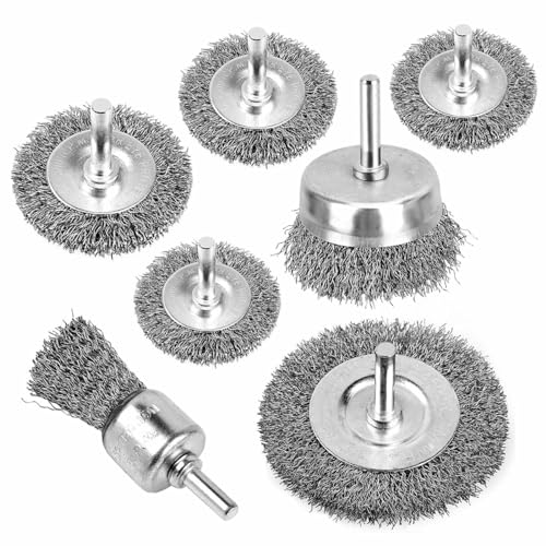 Image of 7Pcs Wire Brush for Drill Set for Drill 1 /4 Inch Hex Shank, Stainless Steel Wire Wheel Brush, Cup Brush, Pen Brush Set, Wire Brush Drill Attachments for Cleaning Rust, Scrub Surface