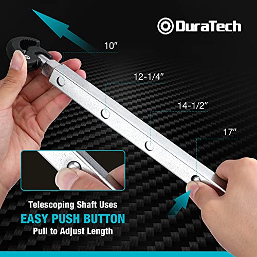 Duratech Telescoping Basin Wrench, Sink Wrench, Adjustable 3/8'' To 1-1/4'' Capacity Jaw With 10" To 17" Extendable Handle, For Tight Space #TOP3
